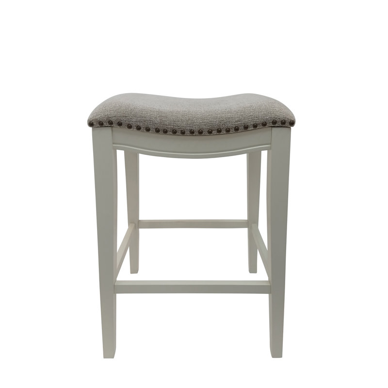 Elegant White 30" Barstool with Space-Saving Backless Design, Gray, Bar Stool (30" Seat Height)