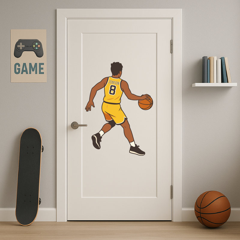 Nom de script personnalisé décor de salle de basketball - décoration murale de basketball pour chambre de garçon - décalque de mur de basketball cadeau de Noël personnalisé