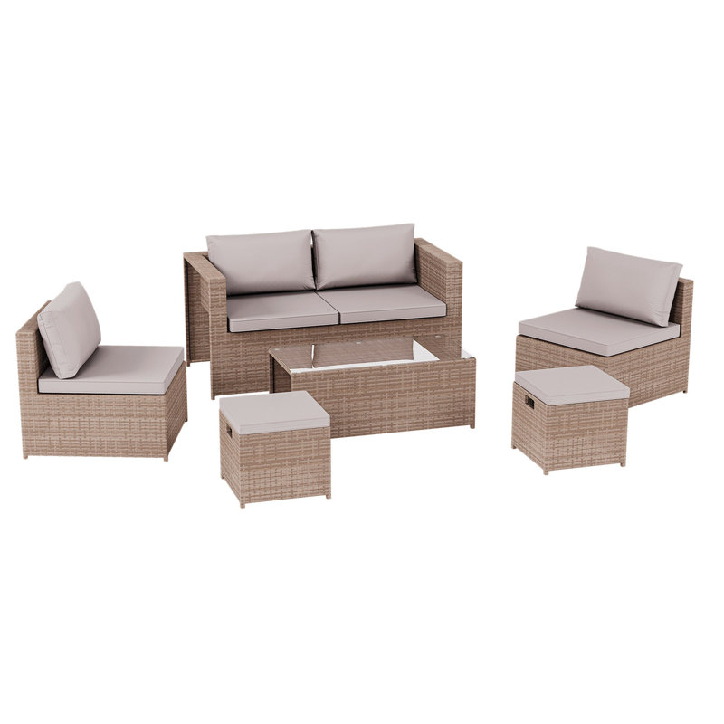 6 - Piece 6 - Person 48Cm L Outdoor Dining Set, UKFR Certified, Natural