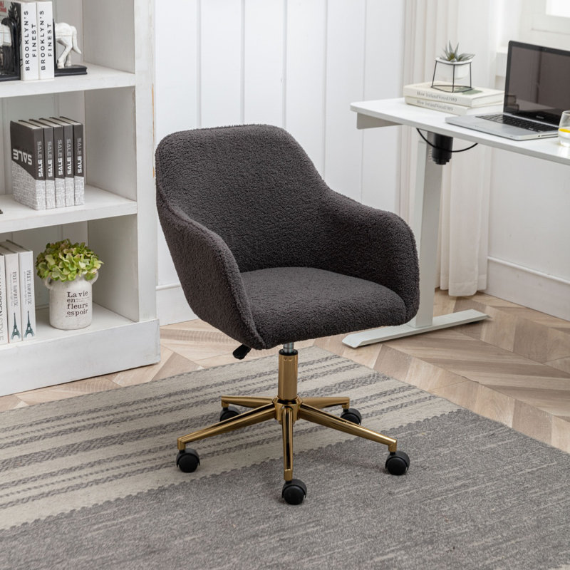 Adailyn Wool Office Chair, Dark Grey