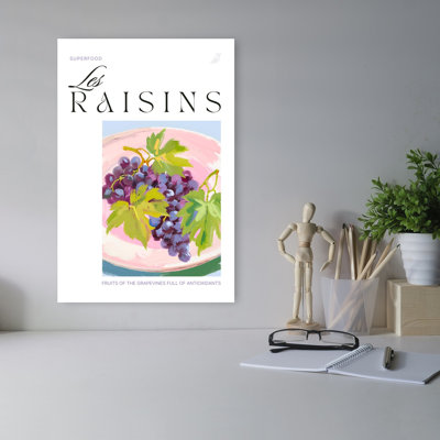 Mauve raisin, peinture colorée, fruit contemporain contemporain, impression d'art mural