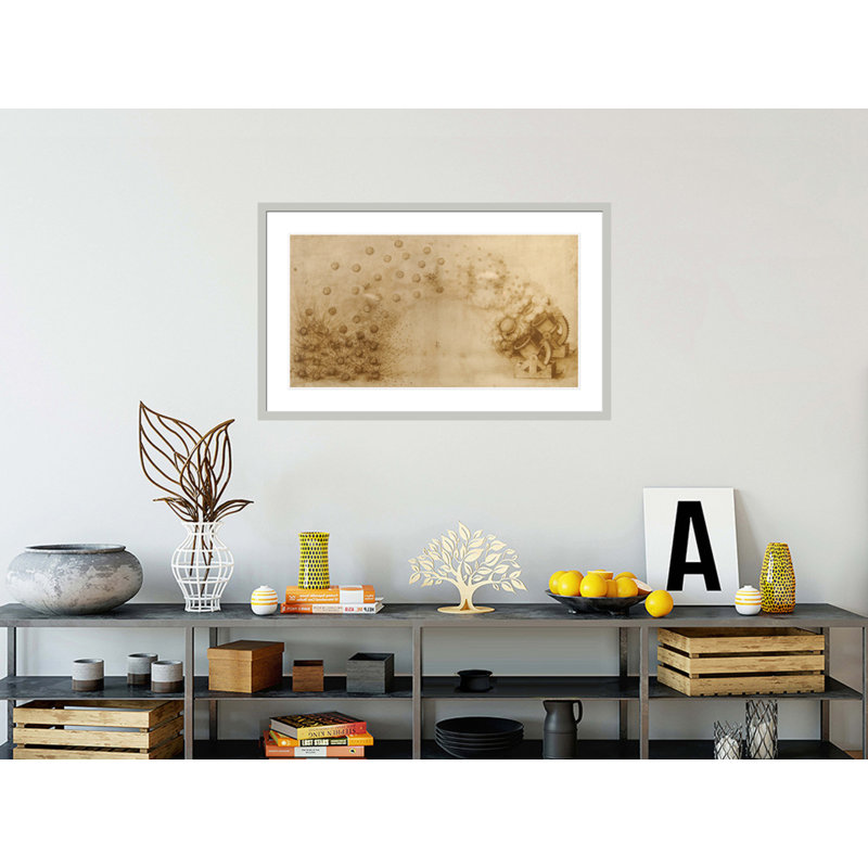 Sketch of a mortar for fragmentation bombs by Leonardo da Vinci -Framed Giclee Print, 25.47" H x 41.5" W