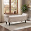 Très grand banc de rangement Chesterfield de 63,7 po avec pieds en bois massif-1925185541