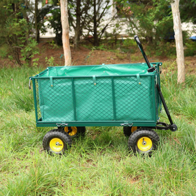 Flower Cart Garden Flower Cart Is Easier To Transport Firewood (Green+Cloth Bag)