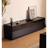 78.74" Black Rectangular Solid Wood TV Stands