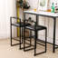 Tabouret de bar noir de 2: hauteur comptoir, rembourrage en cuir pu, repose-pieds, structure en métal stable pour les meubles-lavabos et appartements 2 tabourets de hauteur: rembourrés, robustes et fonctionnels-424399860