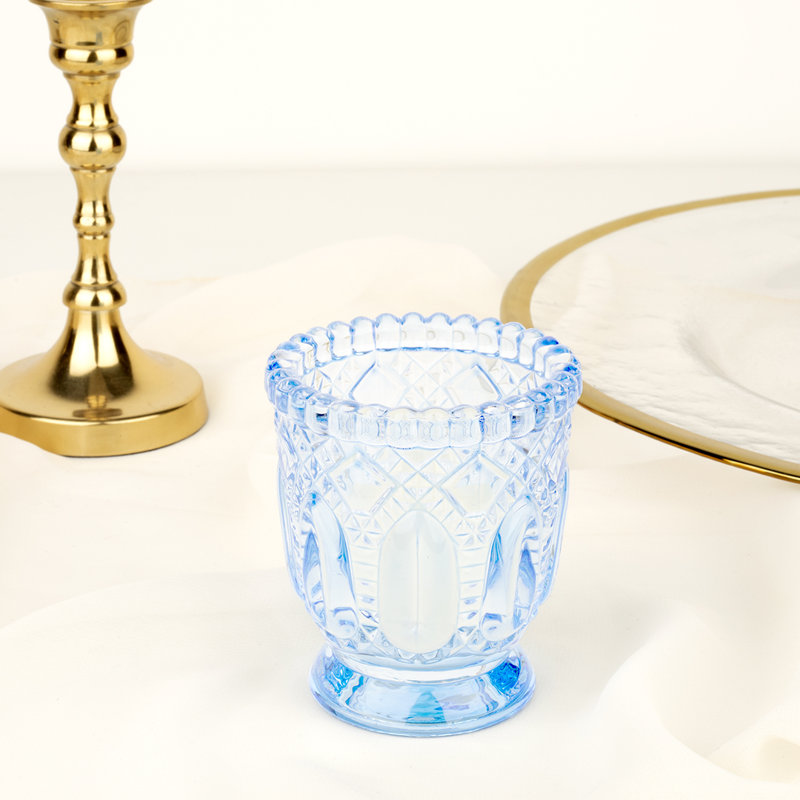3'' H Glass Tabletop Votive Holder, Dusty Blue
