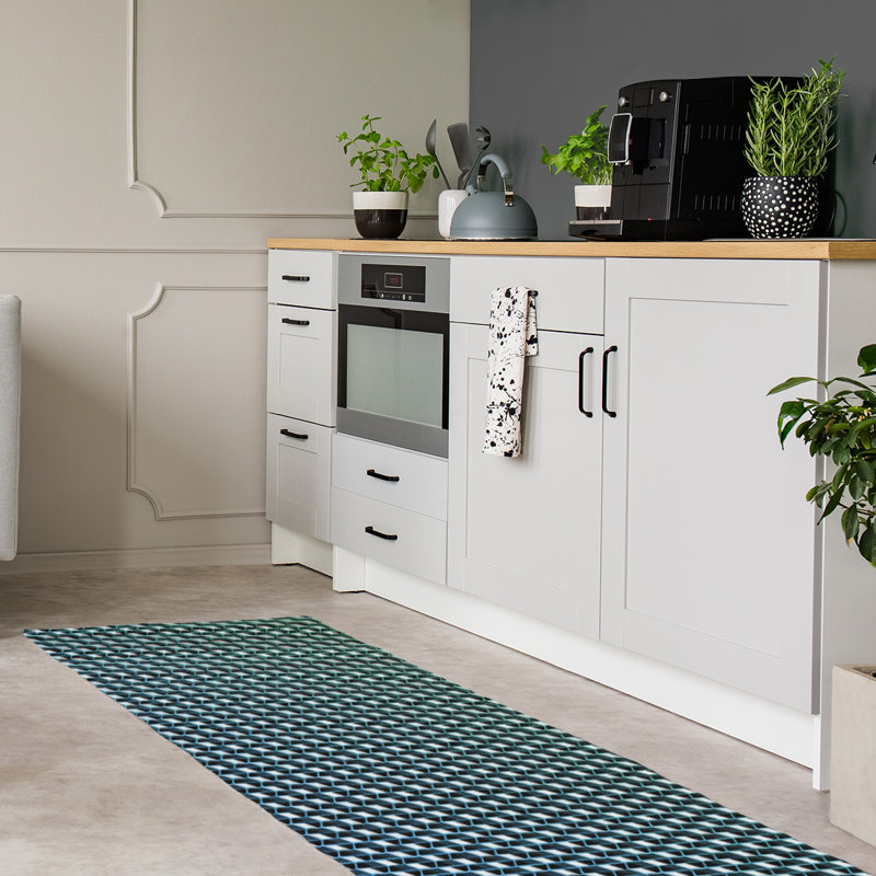 Tapis noir/vert dégradé géométrique, Tapis de couloir 2 pi 6 po x 8 pi