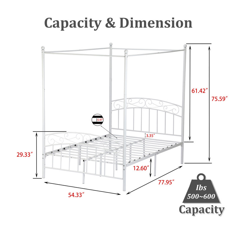 Jasalyn Metal Canopy Bed, Full, White