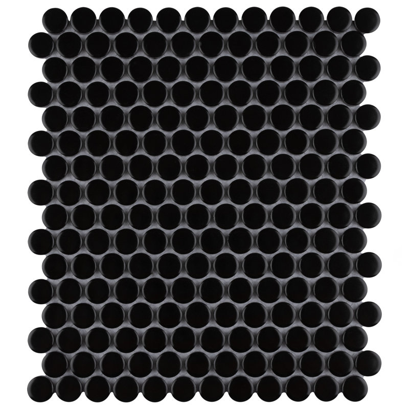Carreau de mosaïque en porcelaine 9-3 / 4 "x 11-1 / 2" noir mat Metro Penny