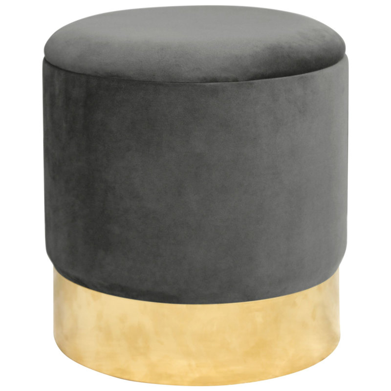 Ajla 39cm Wide Velvet Tufted Circle Pouf Ottoman with Storage