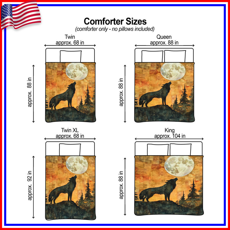 Wolf Silhouette Moonlight Comforter, Twin Extra Long