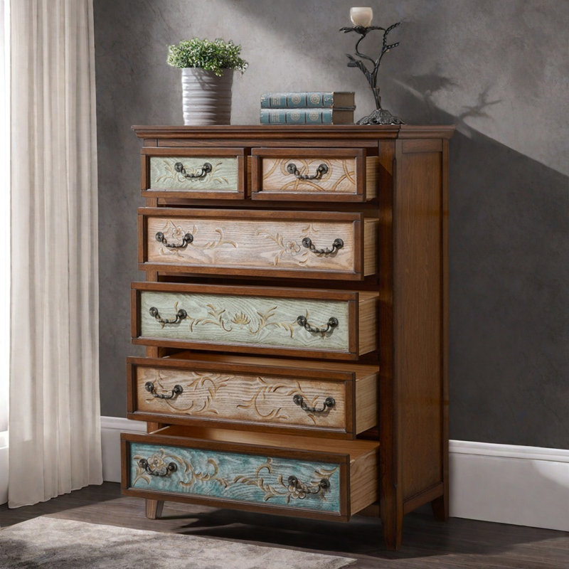 Commodes d'appoint rétro en bois peint vieilli