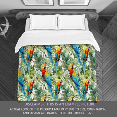 Parrot Green Blue Machine Printed Comforter