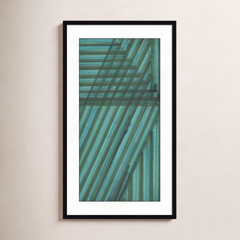 Verona Line Study Blue par Charles Mcmullen - Reproduction d'art graphique sur papier encadré, Papier encadré noir