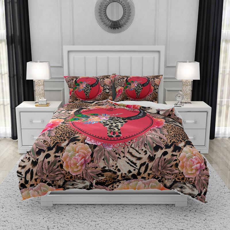 Bedding Sets Polyester Box Stitch Floral Duvet Cover & Insert, King Duvet Cover + 2 Pillow Cases
