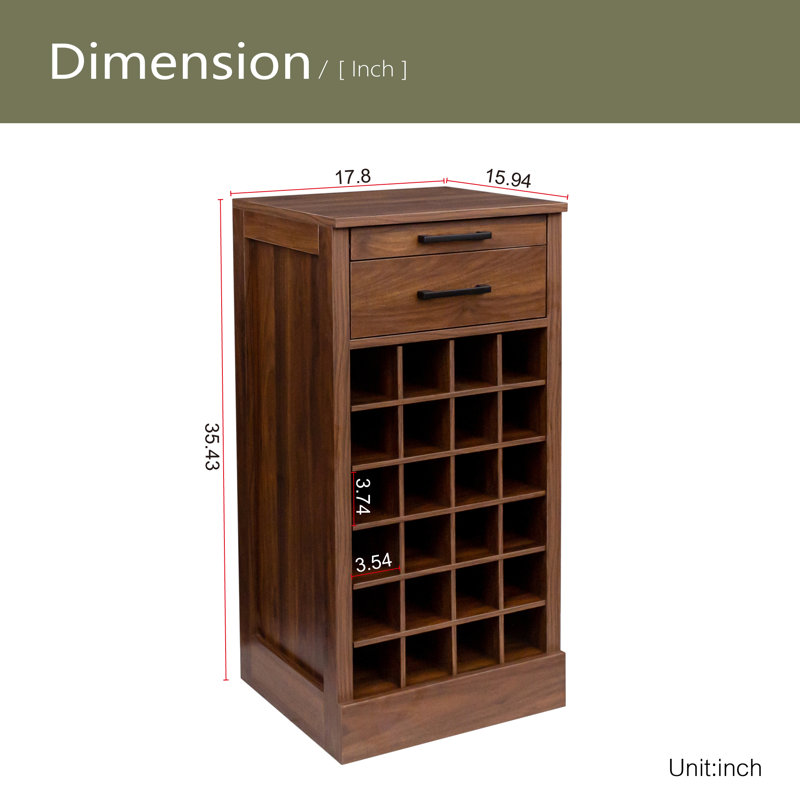 Modular 24 Wine Bar Cabinet Buffet Cabinet, Brown
