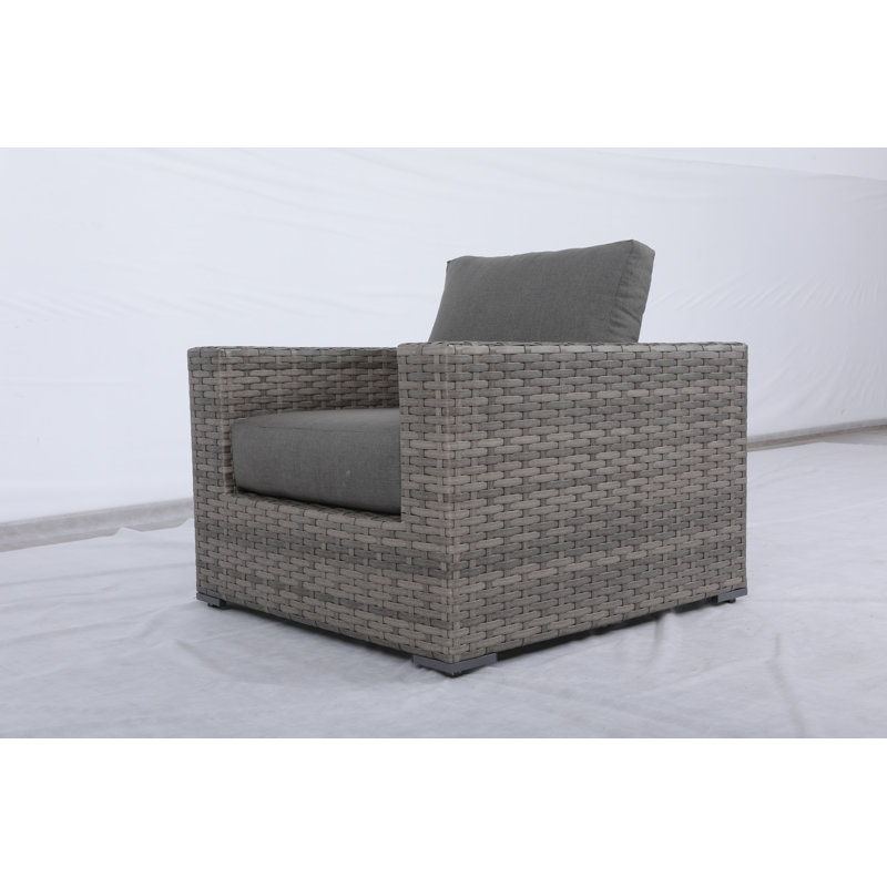 Kaiser Wicker Outdoor Lounge Chair , Cushions Included, Charcoal Gray