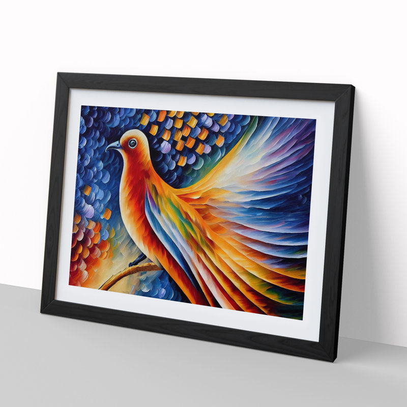 Dove Bird Vol.1 Abstract - Single Picture Frame Print, Black Framed, 34cm H x 46cm W x 2cm D
