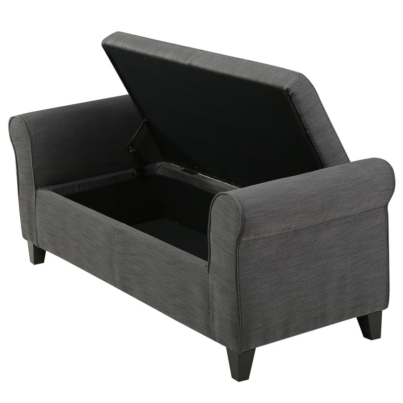 Banc de rangement rembourré Aisyah,  Tissu gris