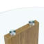 Table basse créative en U à deux niveaux en verre avec base en panneau de fibres à densité moyenne à grain de bois: une table d'appoint de salon moderne et minimaliste à hauteur réglable.-58213815