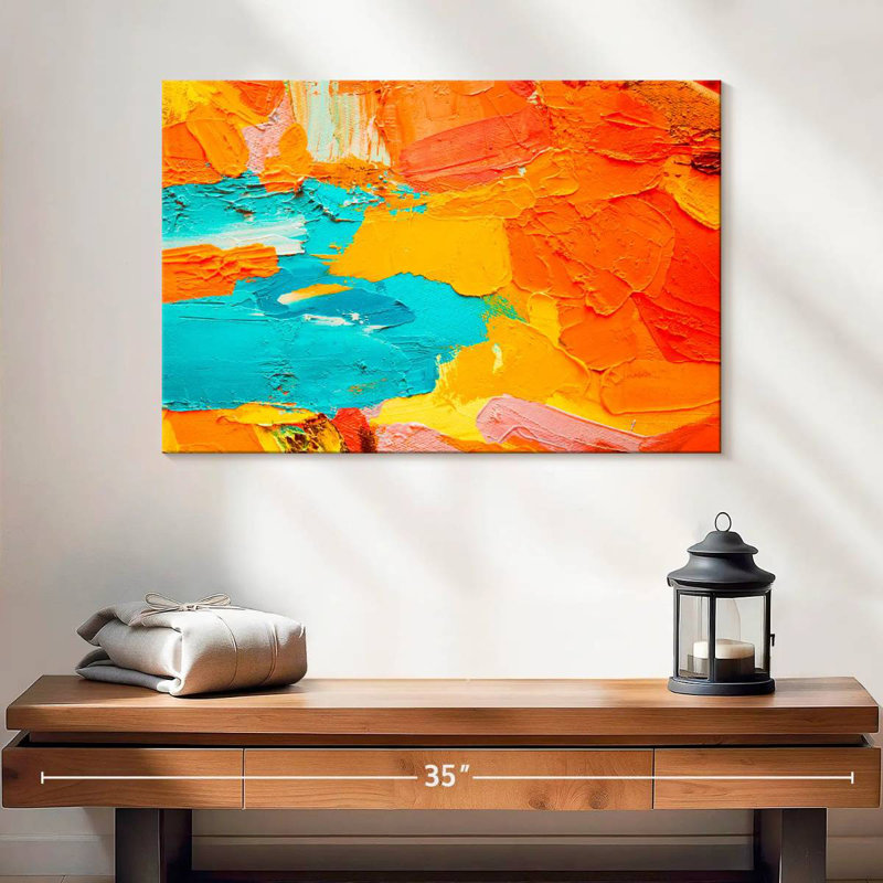 Avery orange et bleu abstrait, H 16 po x l 24 po
