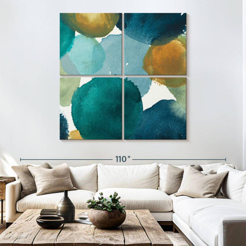 Filigrane Avery bleu sarcelle carré II, H 74 po x l 74 po