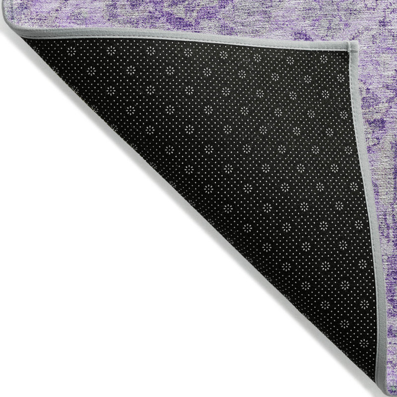3' X 5' Lavender And Gray Damask Washable Indoor Outdoor Area Rug
