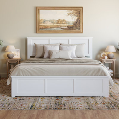 Madison Twin XL Solid Wood Platform Bed with Matching Footboard & Storage Drawers in Light Toffee