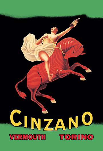 « cinzano » par leonetto, cappiello affiche rétro, H 42 po x l 28 po x P 1,5 po