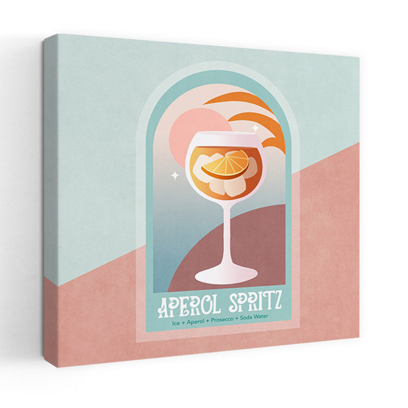 «Sunset Sip Delight», art rétro rétro au coucher du soleil, H 32 po x l 32 po
