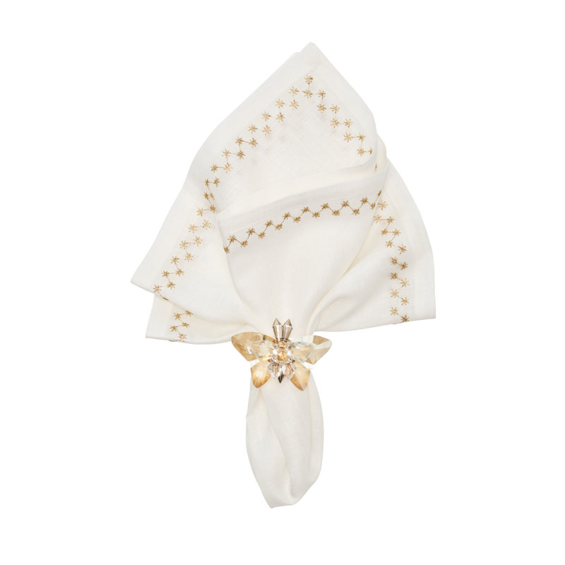 Starry Night Napkin, White/Gold