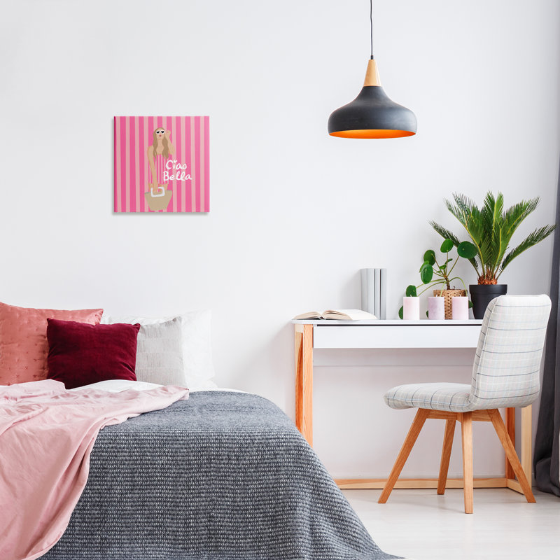 Toile rose rayée glamour, design par Chen Alyesh, H 17 po x l 17 po