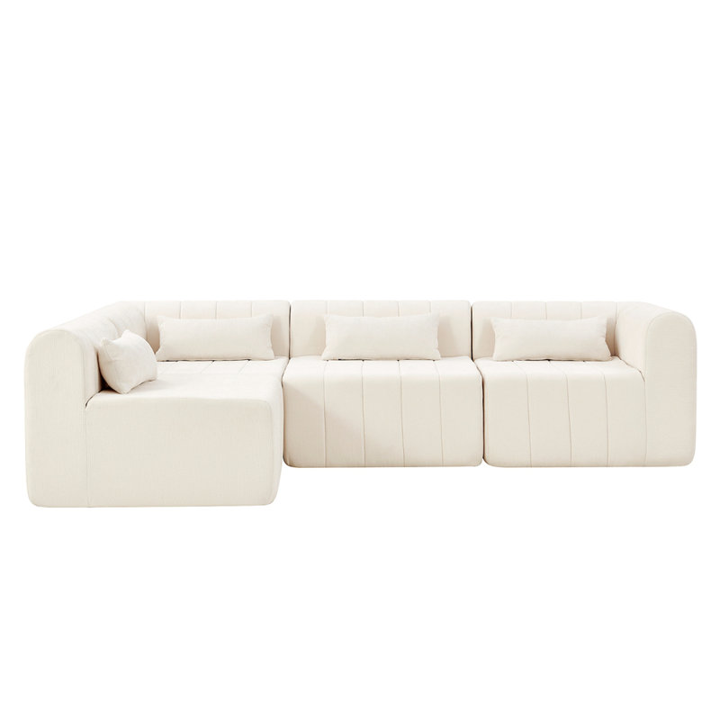 Canapé modulaire entièrement compressé de 145,5 pouces, canapé modulaire rembourré en polyester avec 4 pièces, canapé modulaire en éponge comprimé pour le salon