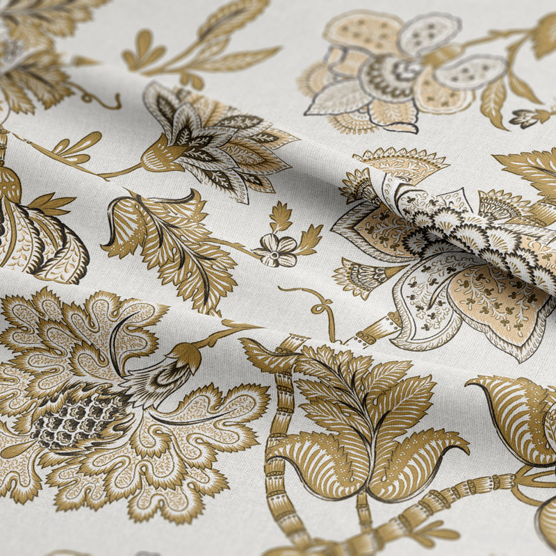 Bronte Gold Cotton Grommet Top Drapery Panel Set of 2, 50" W x 228" L