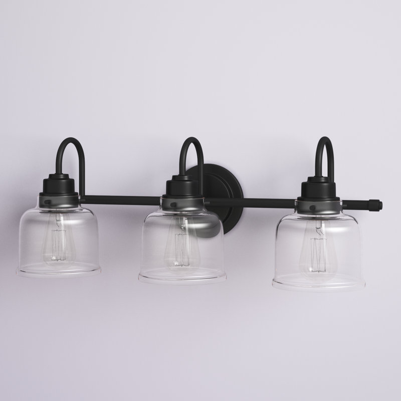 Juliann 24 in. 3-Light Modern Dimmable Vanity Light with Clear Glass Shade, Matte Black