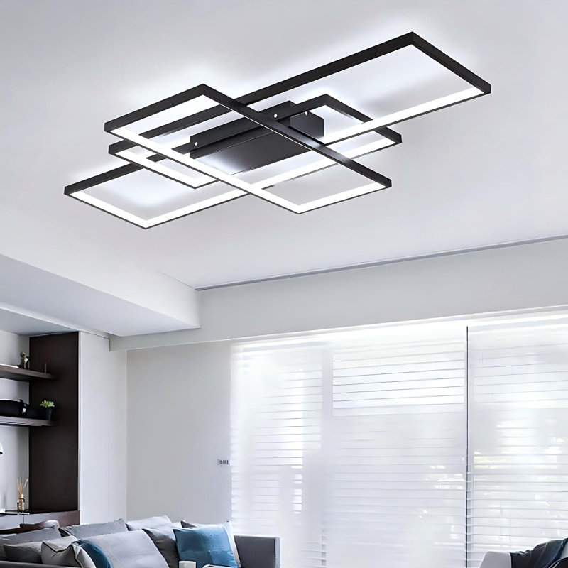 Plafonnier encastré 3 lumières DEL Arlyn, Noir, H 3 po x l 35,4 po x P 19,7 po