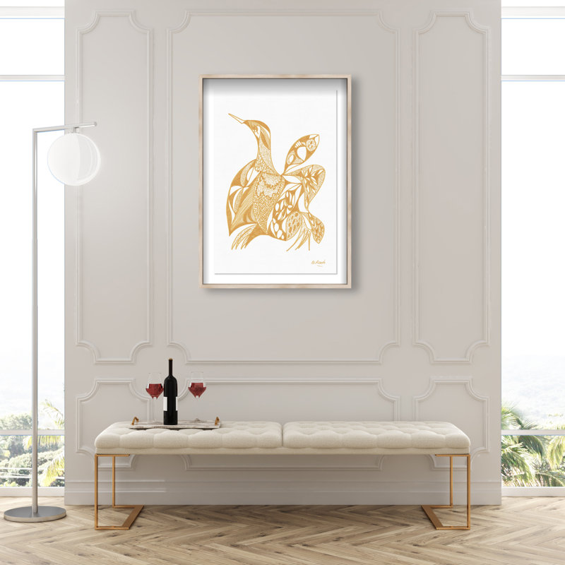 Manuel Roman - Goose Print by Oliver Gal, 46.5"H x 31.5"W, Natural Oak Shadowbox
