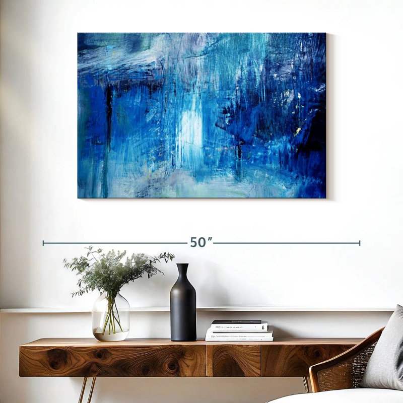 Bleu marine Avery abstrait, H 26 po x l 39 po