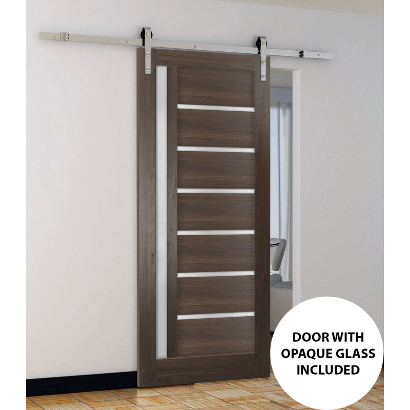 Porte de grange en bois givré Quadro, 18 po x 80 po