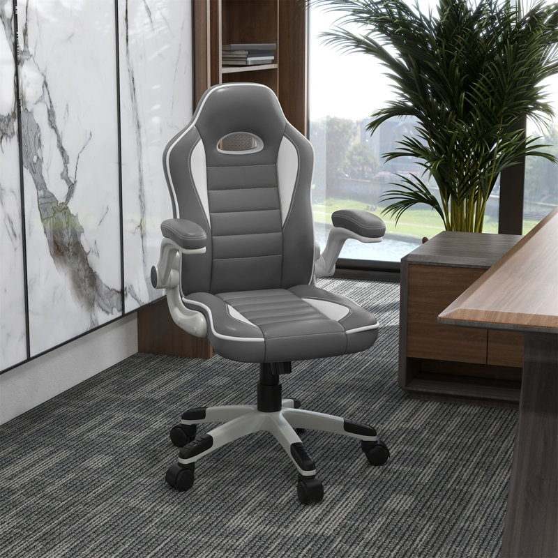 Inbox Zero Swiveling PC & Racing Game Chair, Grey