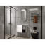 Meuble-lavabo mural de 61 cm pour salle de bain, 2 portes à fermeture douce, aspect blanc brillant, demi-porte en verre gris, base en contreplaqué, emballage démonté, lavabo non inclus, solution de rangement élégante pour salle de bain.