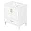 Meuble-lavabo cannelé élégant de 30 po avec lavabo en céramique, boîte simple, pieds en bois massif, portes et tiroir à fermeture en douceur, tablette de porte-986909388