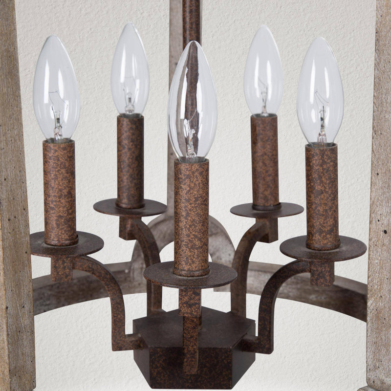 Luminaire suspendu tambour 5 lumières Feldmann, Brun rouille