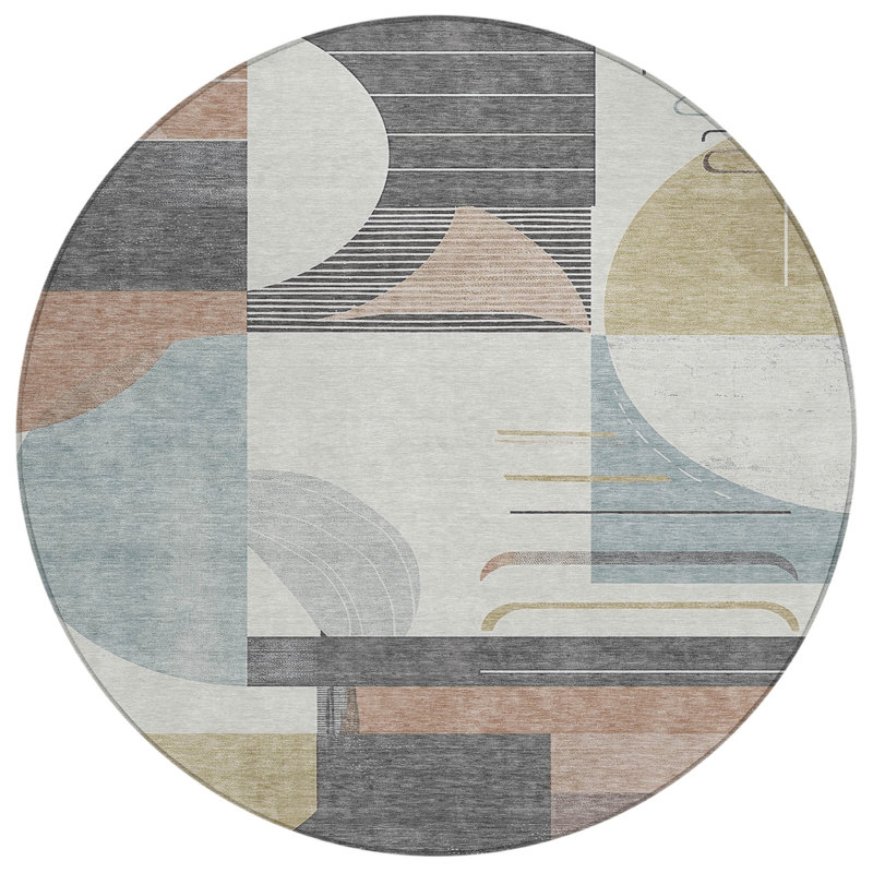 Daeira Orange Washable Indoor-Outdoor Rug - LOOMLAN, 3' x 5'