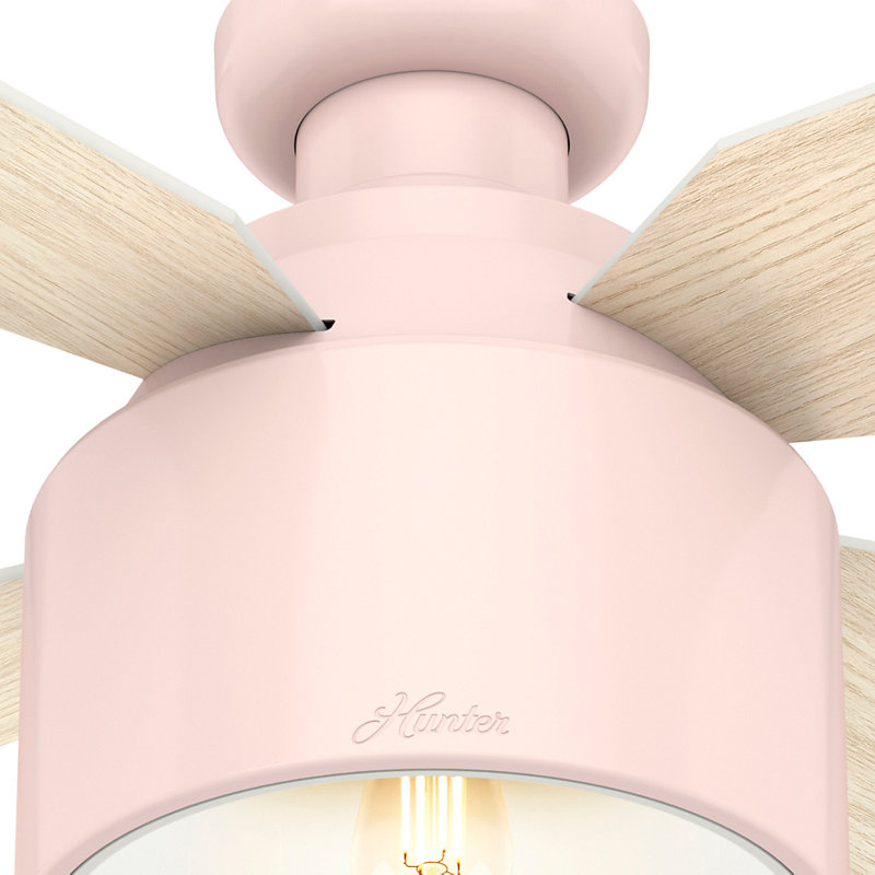 Blush Pink 52" Flush Mount Ceiling Fan with Light and Remote
