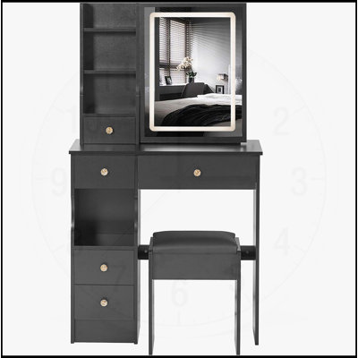 Compact Desktop Vanity Table with Advanced LED Mirror and Ample Storage