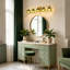 Éclairage pour meuble-lavabo à 5 lumières à intensité variable avec abat-jour tulipe floral rétro vert-967659413-958535713