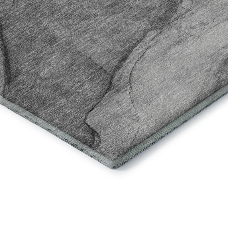 Premium Machine Washable Cerrito AMF607 Gray Rug, Rectangle 2'6" x 3'10"