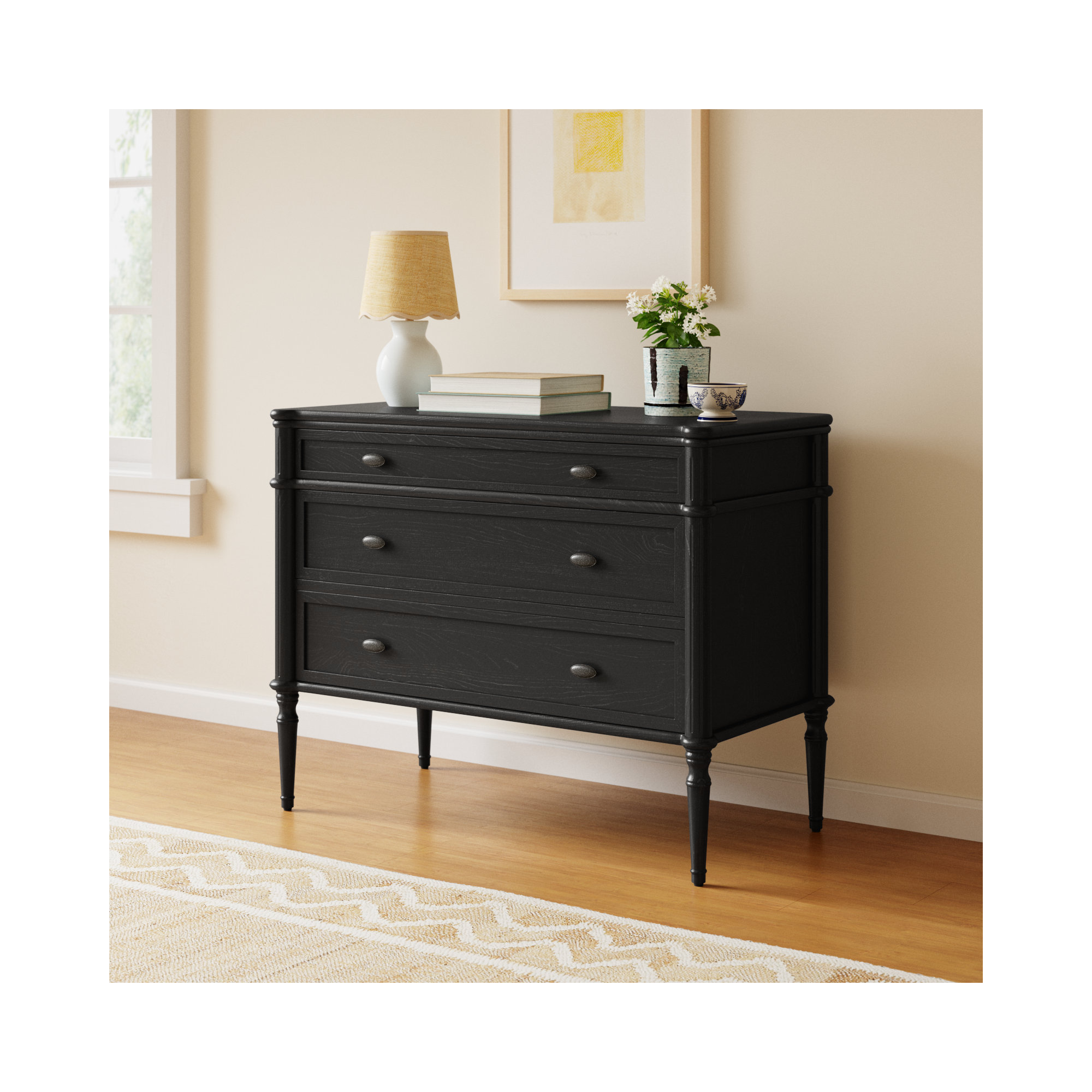 Susie 3 - Drawer Dresser, Distressed Black